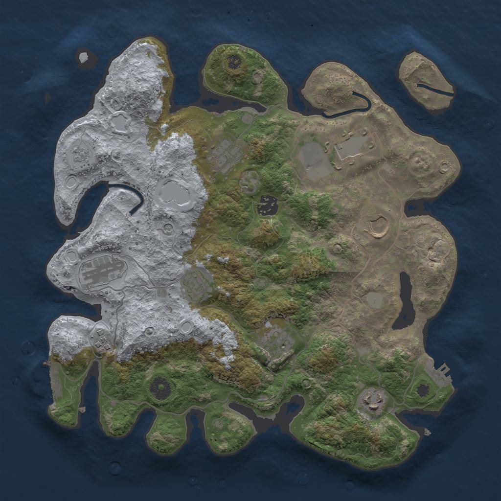 Rust Map: Procedural Map, Size: 3500, Seed: 1796, 18 Monuments