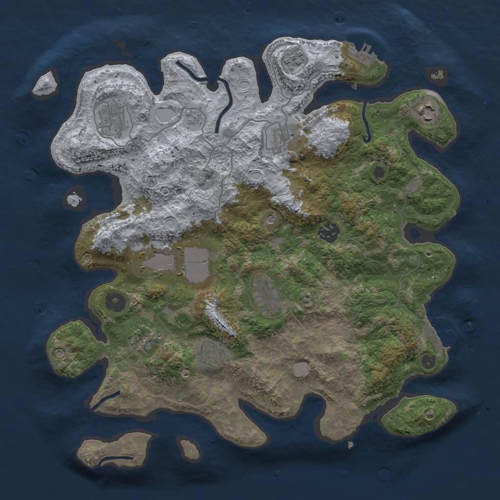 Rust Map: Procedural Map, Size: 3700, Seed: 975861766, 18 Monuments