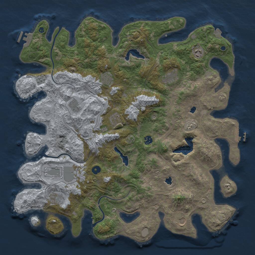 Rust Map: Procedural Map, Size: 4500, Seed: 208242681, 16 Monuments