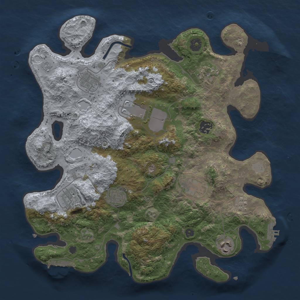 Rust Map: Procedural Map, Size: 3500, Seed: 1365766859, 18 Monuments