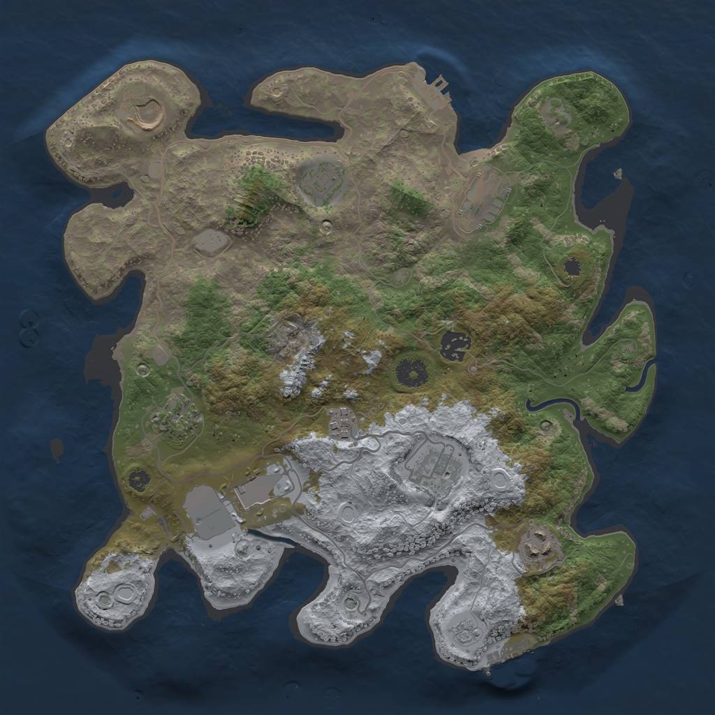 Rust Map: Procedural Map, Size: 3500, Seed: 28973, 18 Monuments