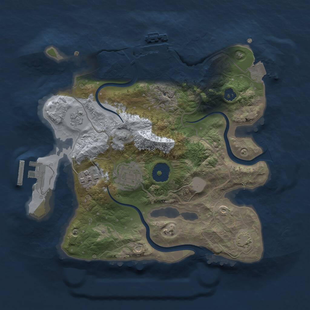 Rust Map: Procedural Map, Size: 2500, Seed: 73623932, 7 Monuments