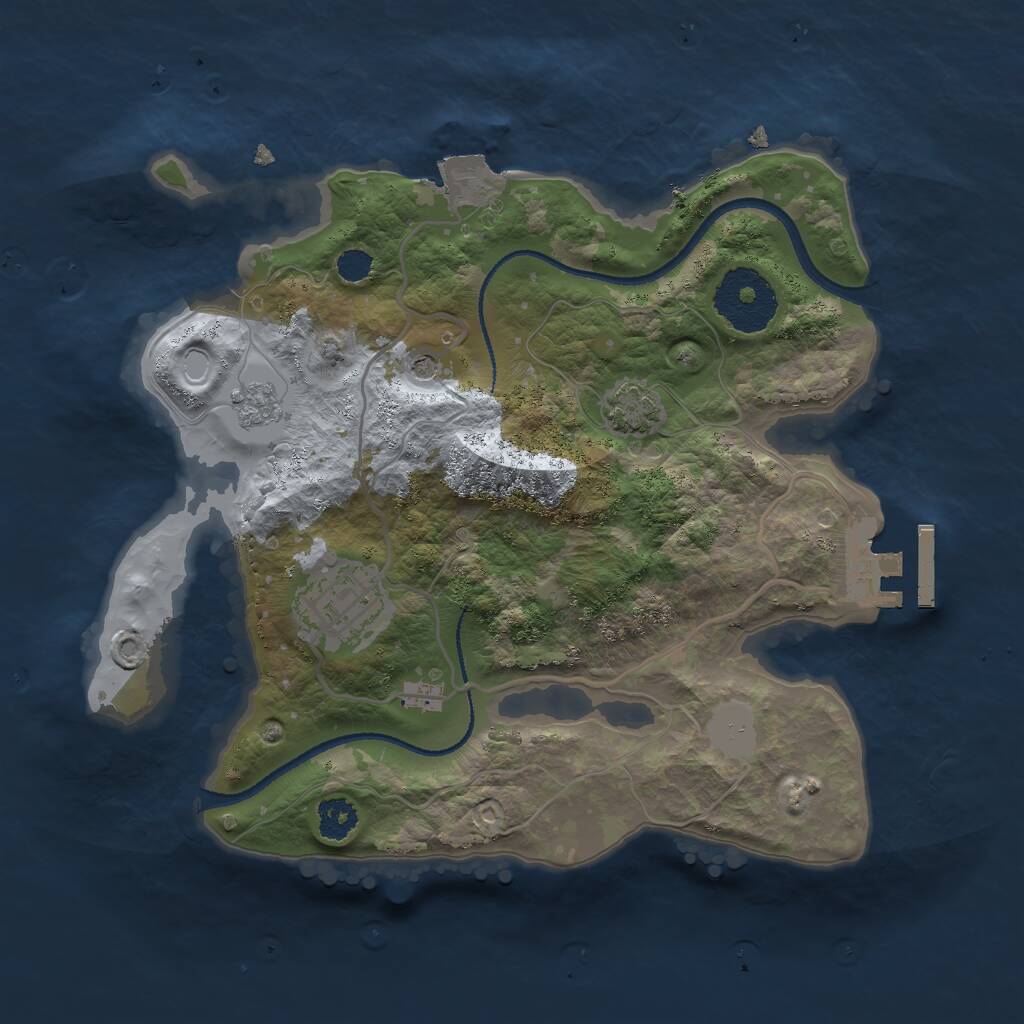 Rust Map: Procedural Map, Size: 2500, Seed: 73623932, 6 Monuments