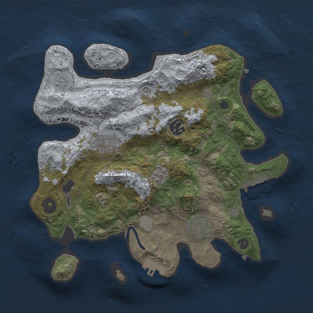 Rust Map: Procedural Map, Size: 3000, Seed: 83975, 13 Monuments