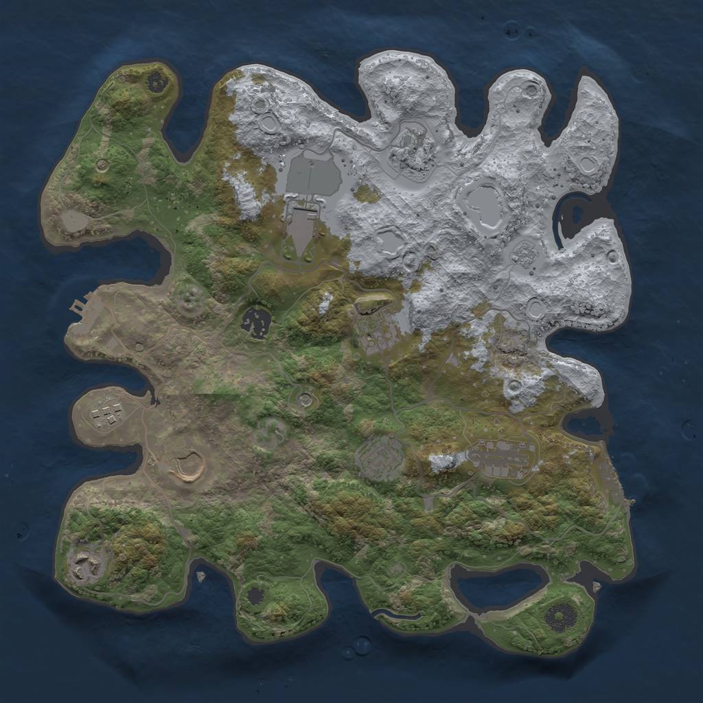 Rust Map: Procedural Map, Size: 3500, Seed: 121134336, 18 Monuments