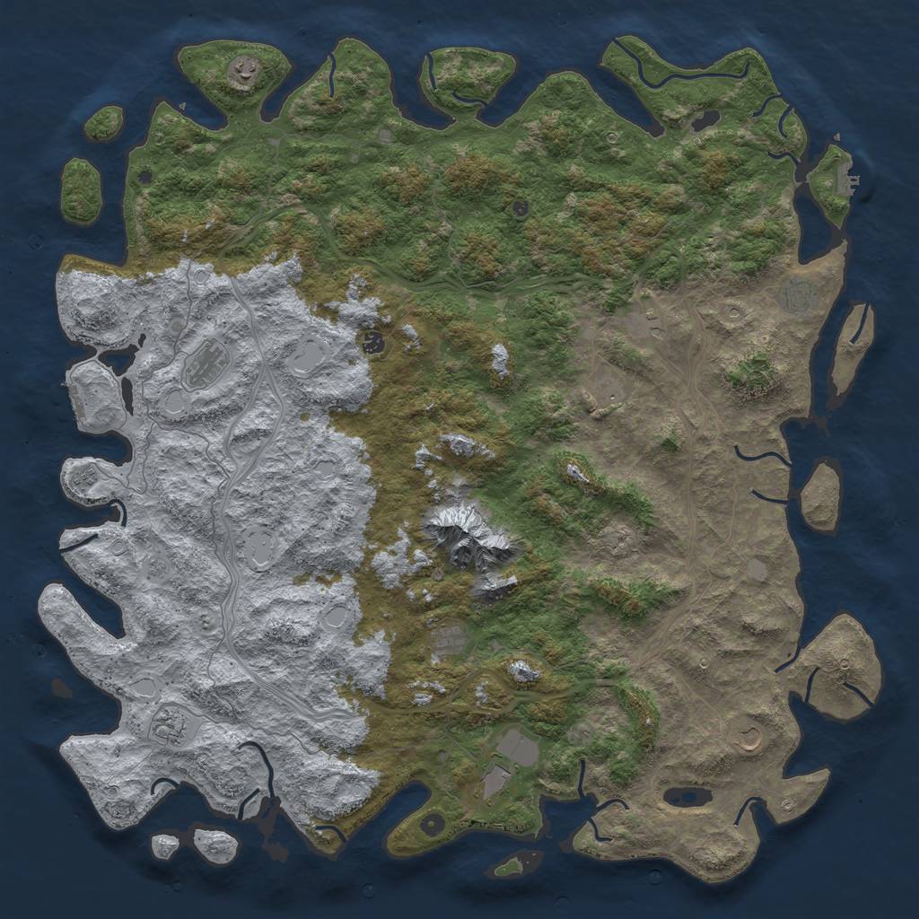 Rust Map: Procedural Map, Size: 6000, Seed: 928369625, 20 Monuments