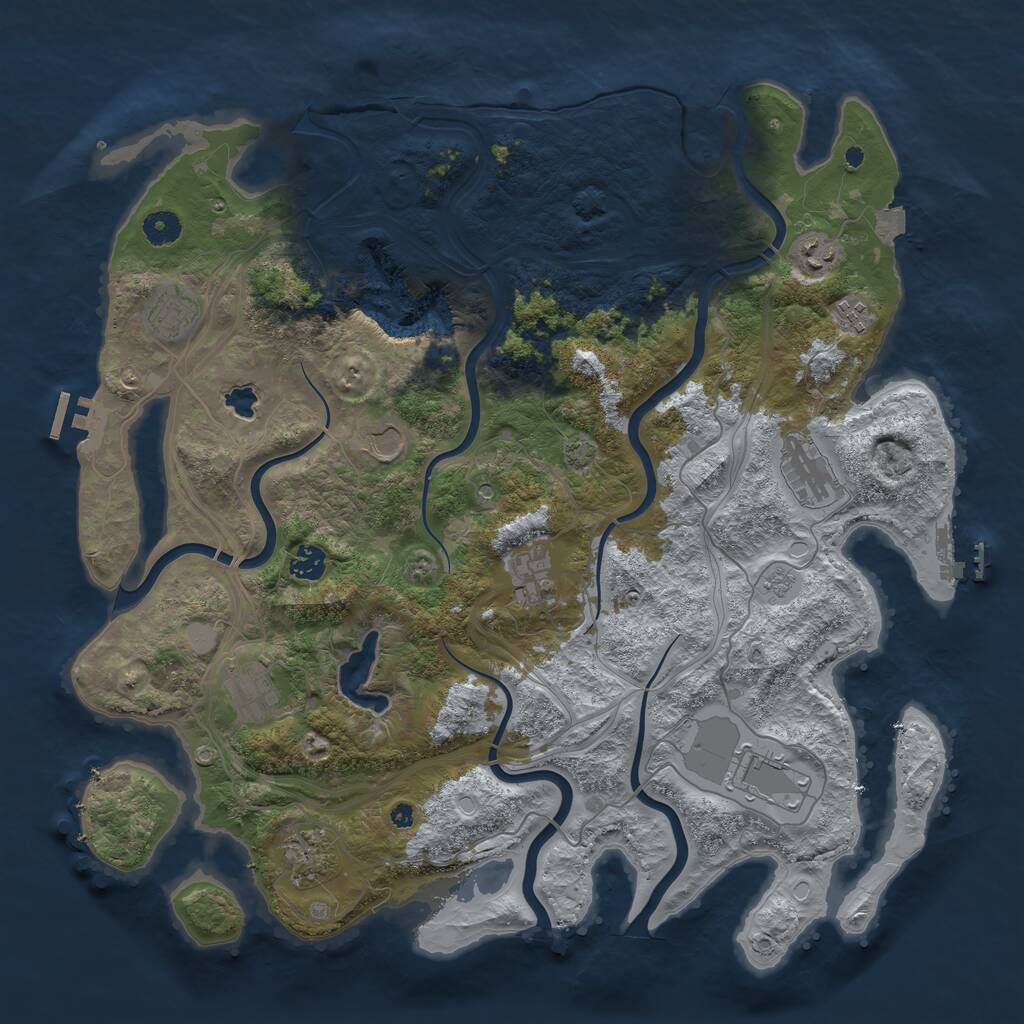 Rust Map: Procedural Map, Size: 4300, Seed: 1210227727, 16 Monuments