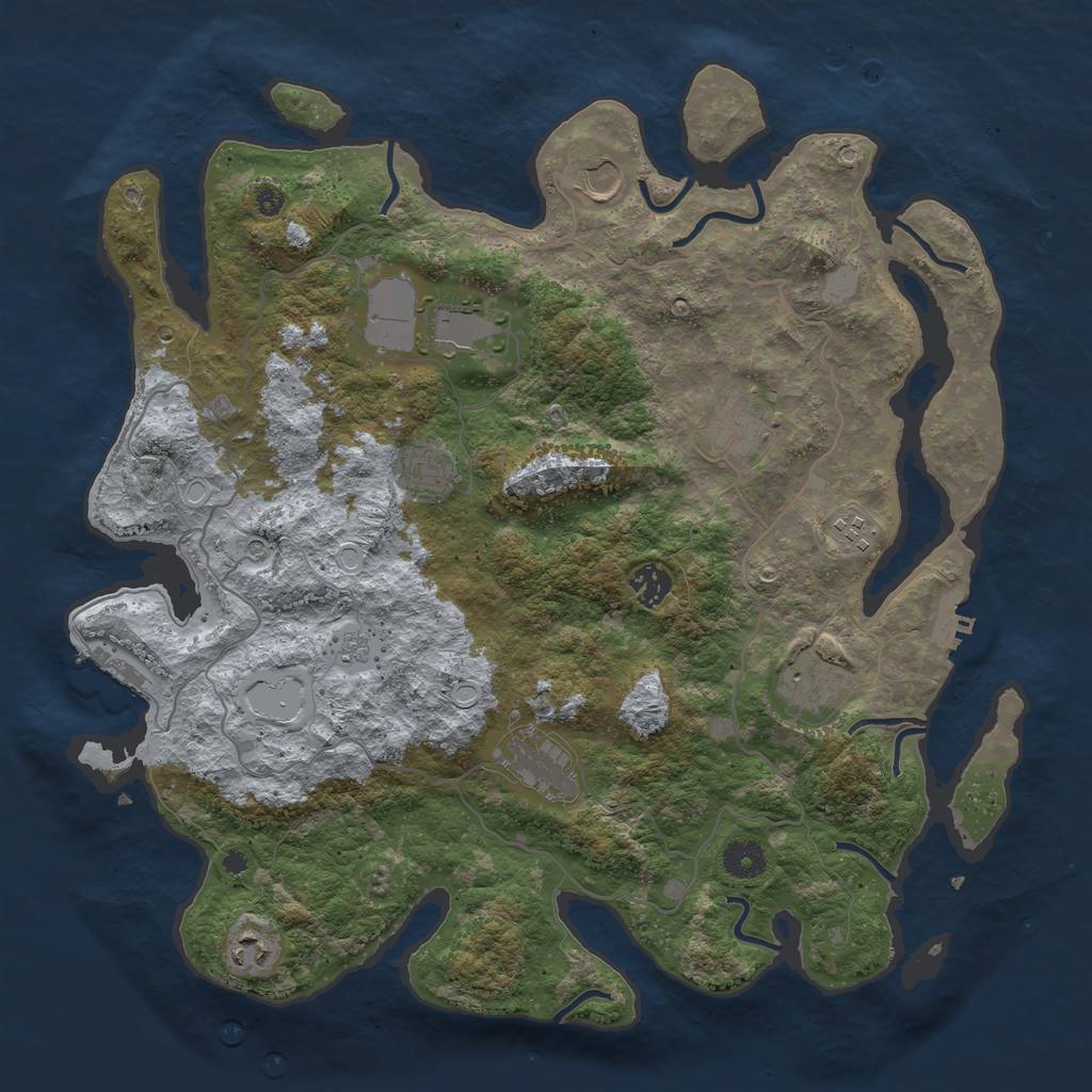 Rust Map: Procedural Map, Size: 4000, Seed: 111142863, 18 Monuments