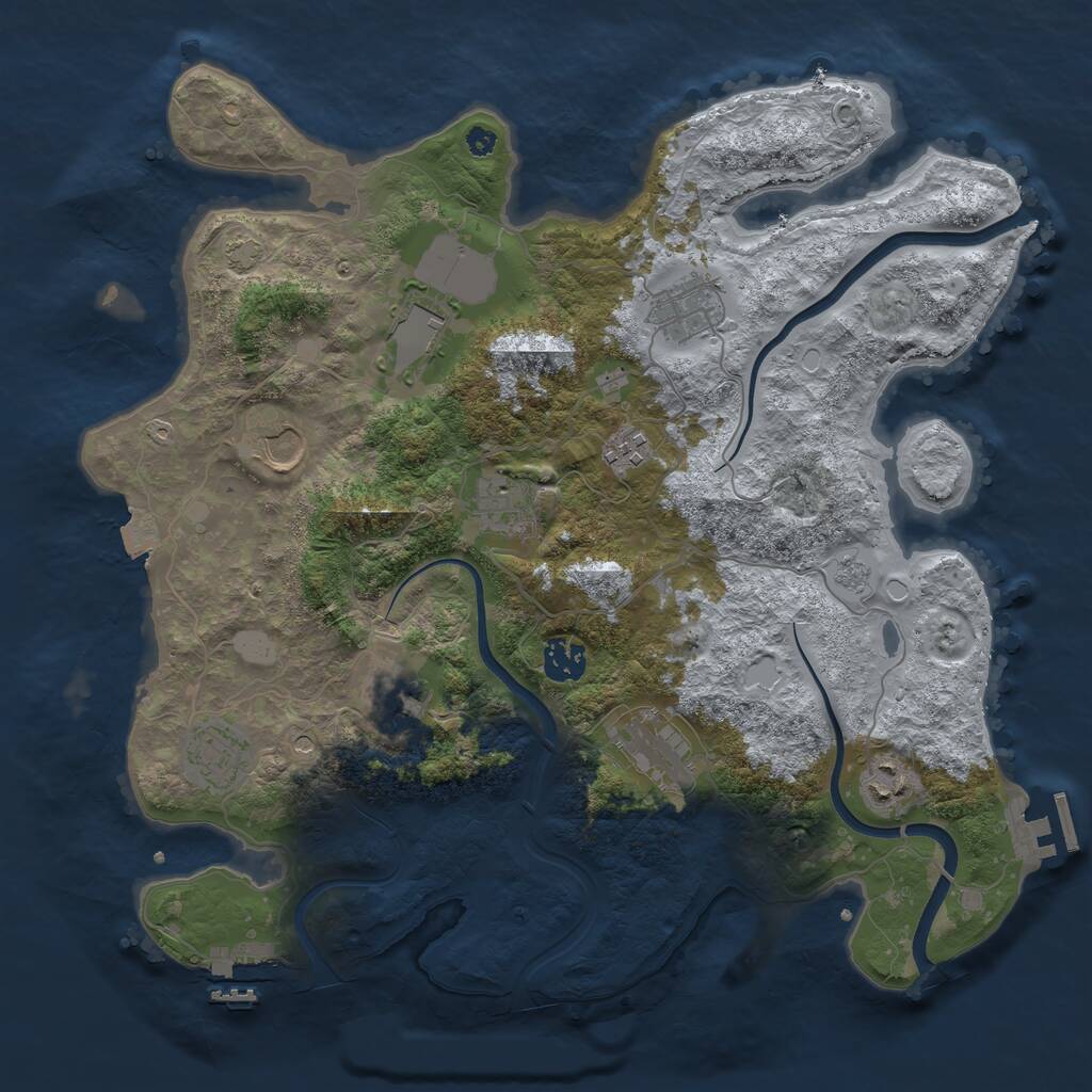 Rust Map: Procedural Map, Size: 3700, Seed: 1406782843, 16 Monuments