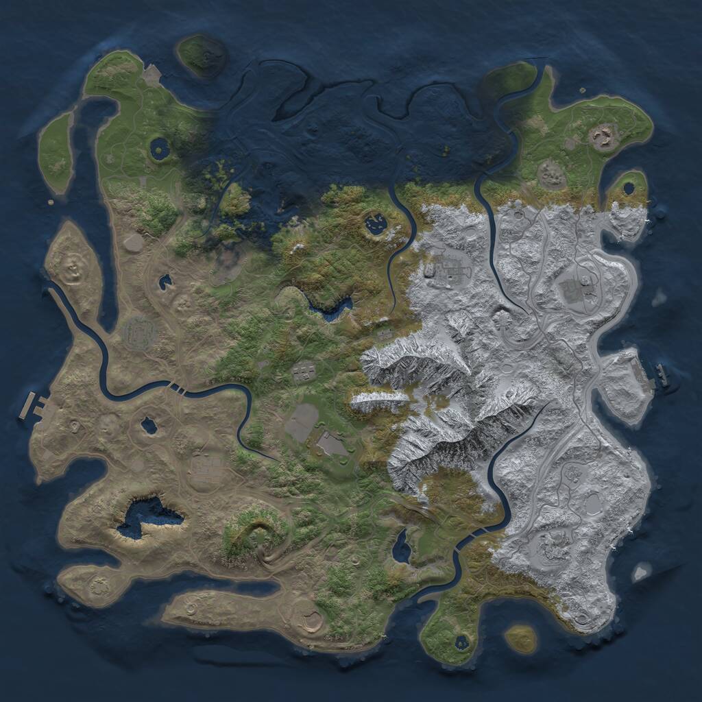 Rust Map: Procedural Map, Size: 5000, Seed: 490393099, 17 Monuments