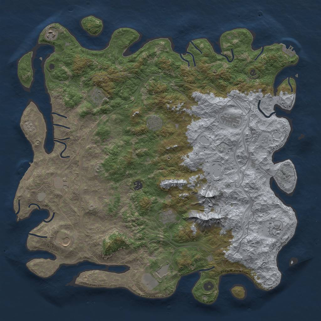 Rust Map: Procedural Map, Size: 5000, Seed: 490393099, 20 Monuments