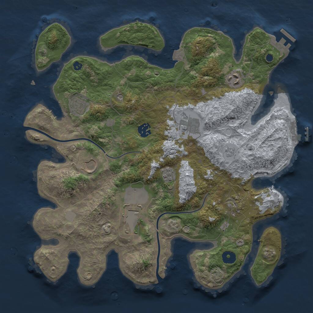 Rust Map: Procedural Map, Size: 3500, Seed: 1732420777, 14 Monuments