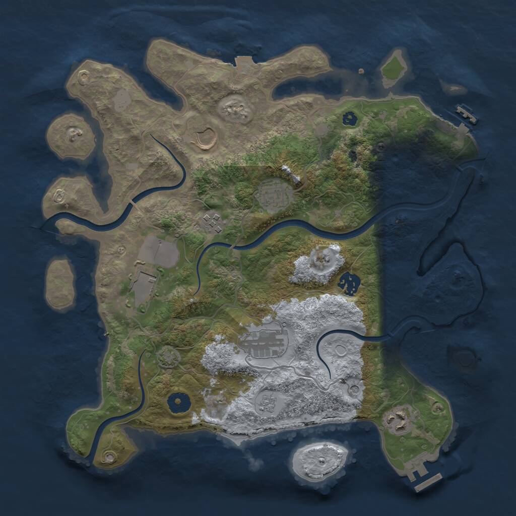 Rust Map: Procedural Map, Size: 3500, Seed: 765467, 13 Monuments