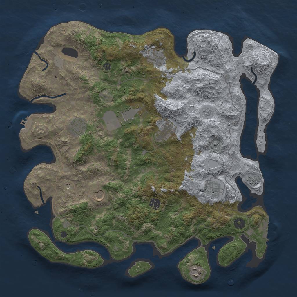Rust Map: Procedural Map, Size: 4000, Seed: 801024730, 18 Monuments