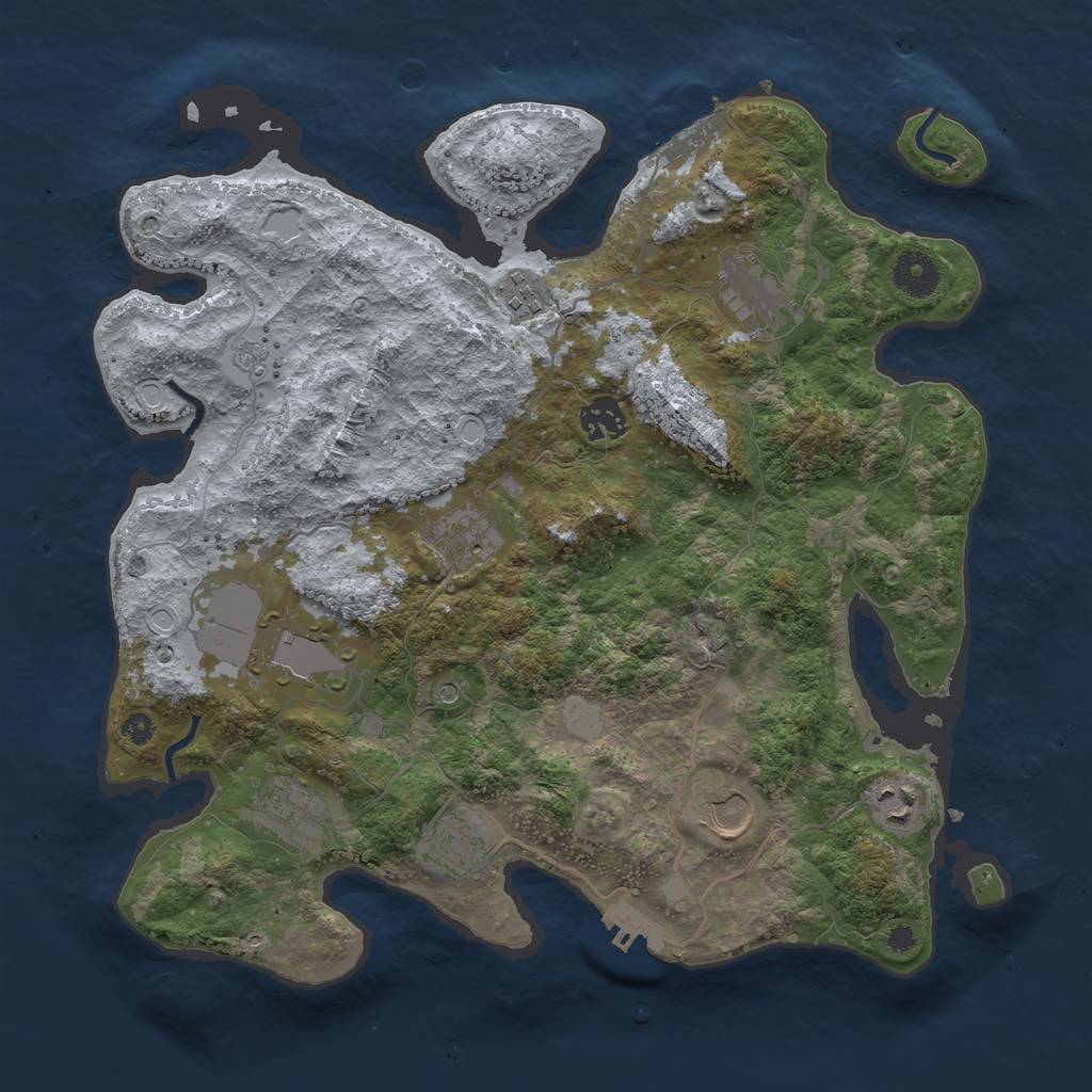 Rust Map: Procedural Map, Size: 3600, Seed: 71338736, 18 Monuments