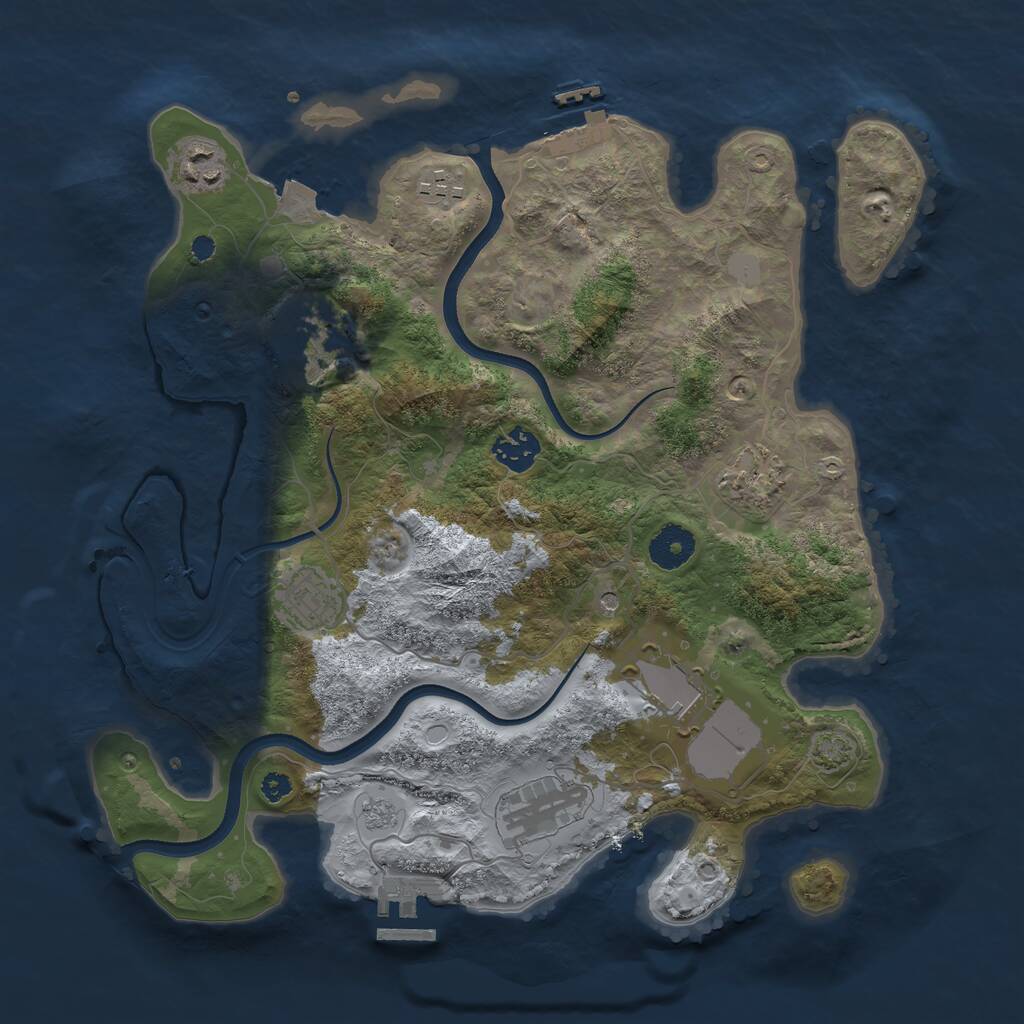 Rust Map: Procedural Map, Size: 3500, Seed: 118229790, 14 Monuments