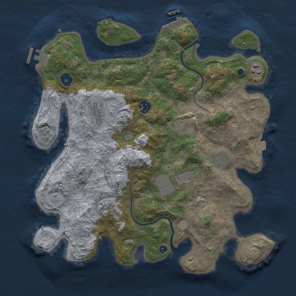 Rust Map: Procedural Map, Size: 3701, Seed: 1969, 14 Monuments