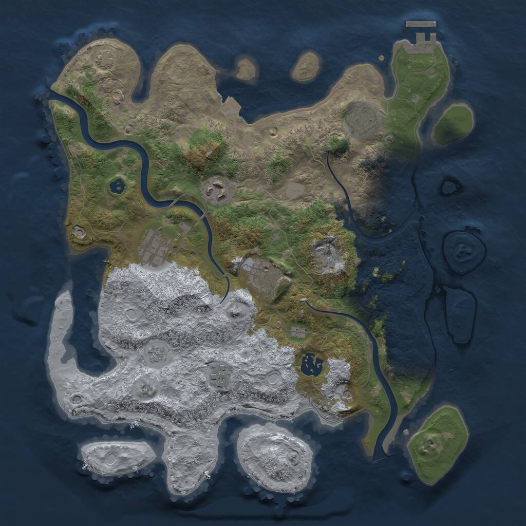 Rust Map: Procedural Map, Size: 3500, Seed: 449582484, 11 Monuments