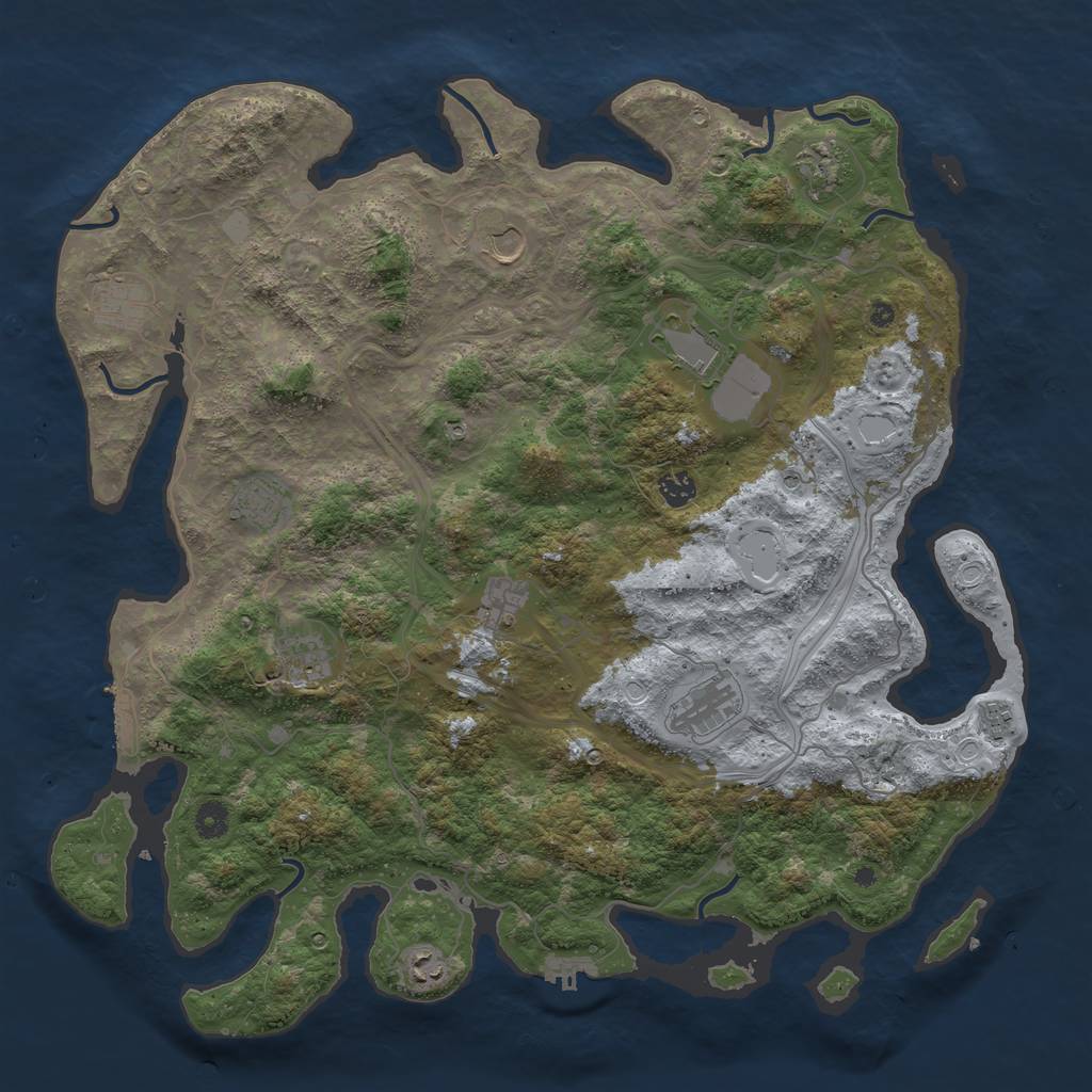 Rust Map: Procedural Map, Size: 4500, Seed: 2062820217, 19 Monuments