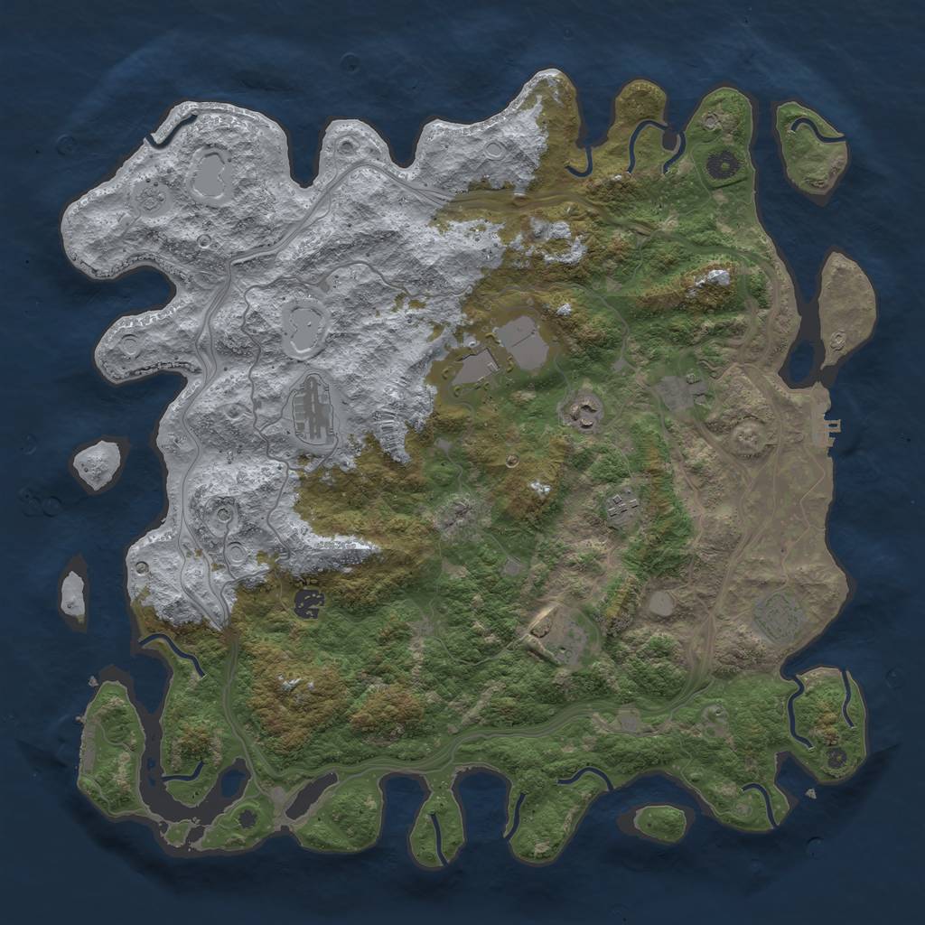 Rust Map: Procedural Map, Size: 4500, Seed: 345632870, 17 Monuments