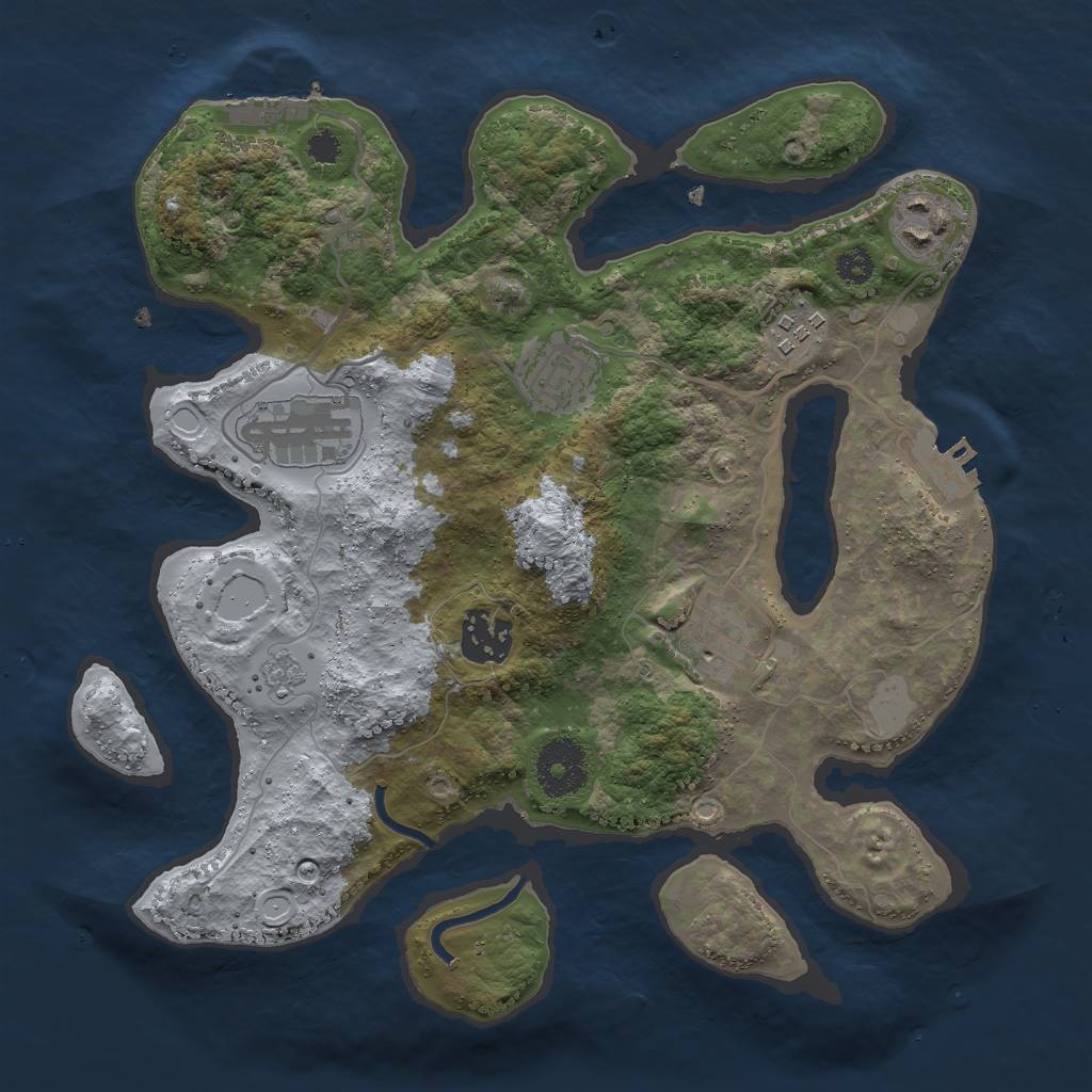 Rust Map: Procedural Map, Size: 3000, Seed: 1006839777, 14 Monuments