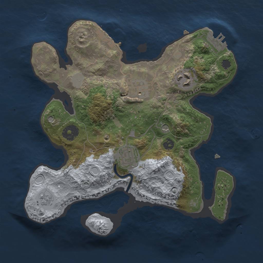 Rust Map: Procedural Map, Size: 2500, Seed: 9312938, 12 Monuments