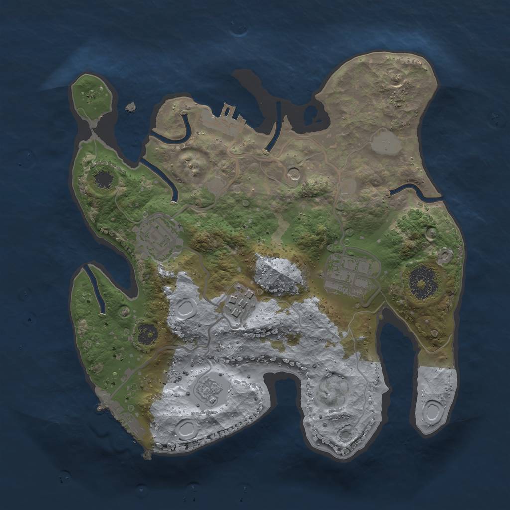 Rust Map: Procedural Map, Size: 2500, Seed: 12838139, 12 Monuments