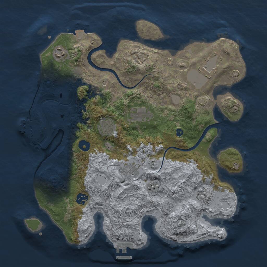 Rust Map: Procedural Map, Size: 3500, Seed: 486802763, 14 Monuments