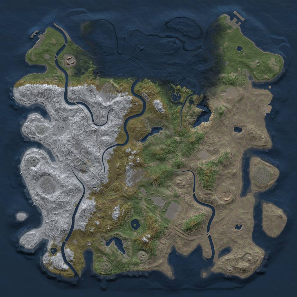 Rust Map: Procedural Map, Size: 4500, Seed: 130585004, 16 Monuments