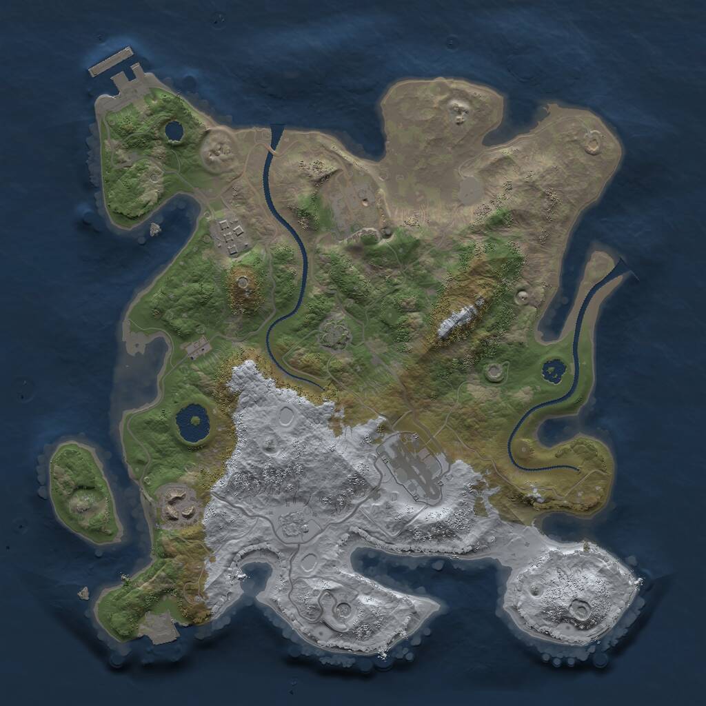 Rust Map: Procedural Map, Size: 3000, Seed: 770100546, 9 Monuments