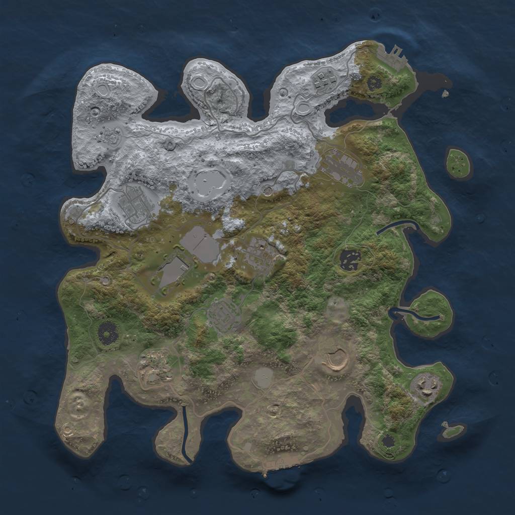 Rust Map: Procedural Map, Size: 3500, Seed: 1318757437, 19 Monuments