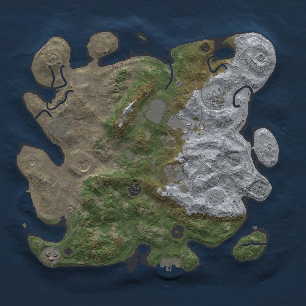 Rust Map: Procedural Map, Size: 3500, Seed: 279271118, 17 Monuments