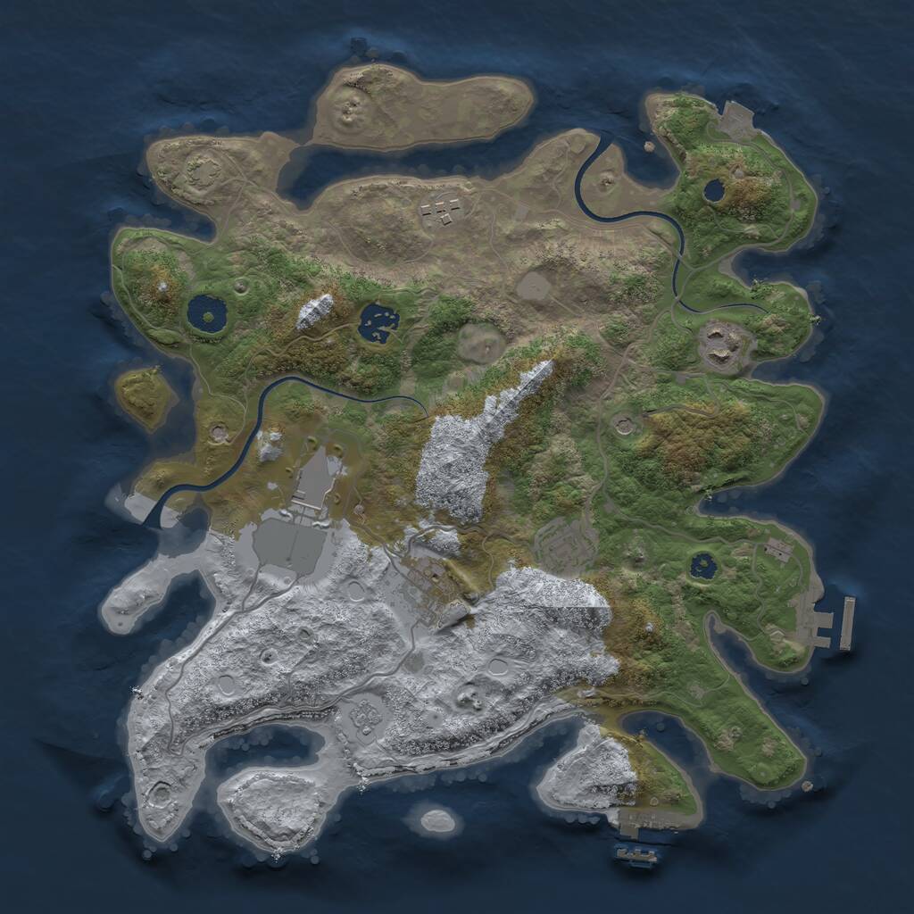 Rust Map: Procedural Map, Size: 3500, Seed: 84781784, 12 Monuments
