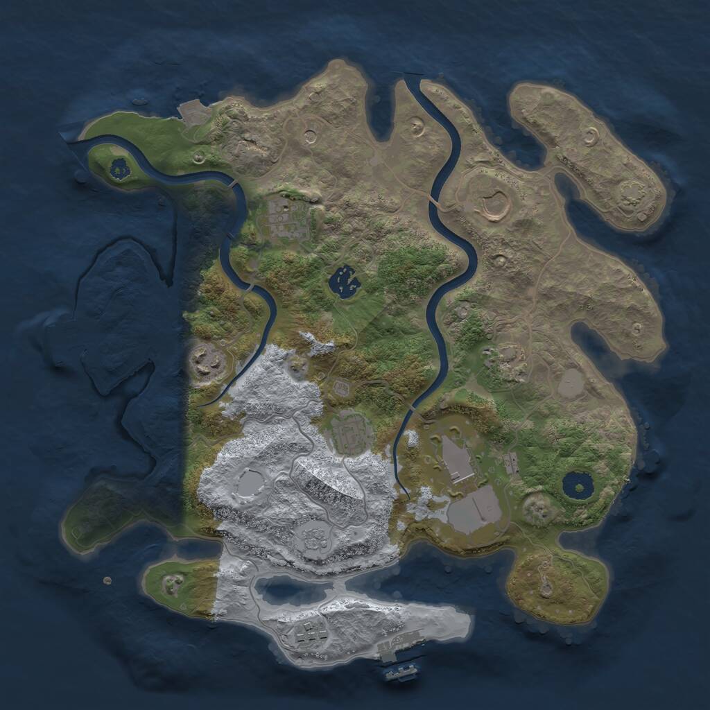 Rust Map: Procedural Map, Size: 3500, Seed: 1823504235, 14 Monuments
