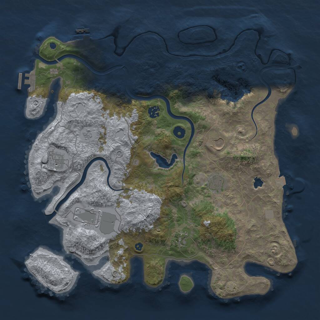 Rust Map: Procedural Map, Size: 4000, Seed: 1963030598, 12 Monuments