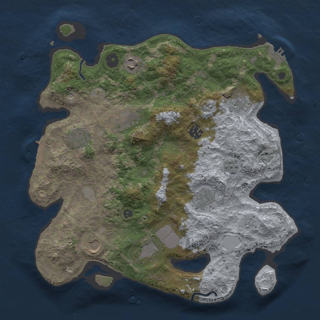 Rust Map: Procedural Map, Size: 3550, Seed: 74214152, 18 Monuments