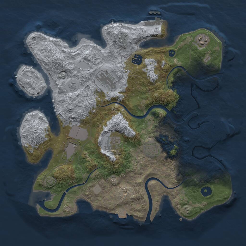 Rust Map: Procedural Map, Size: 3500, Seed: 1177548637, 13 Monuments