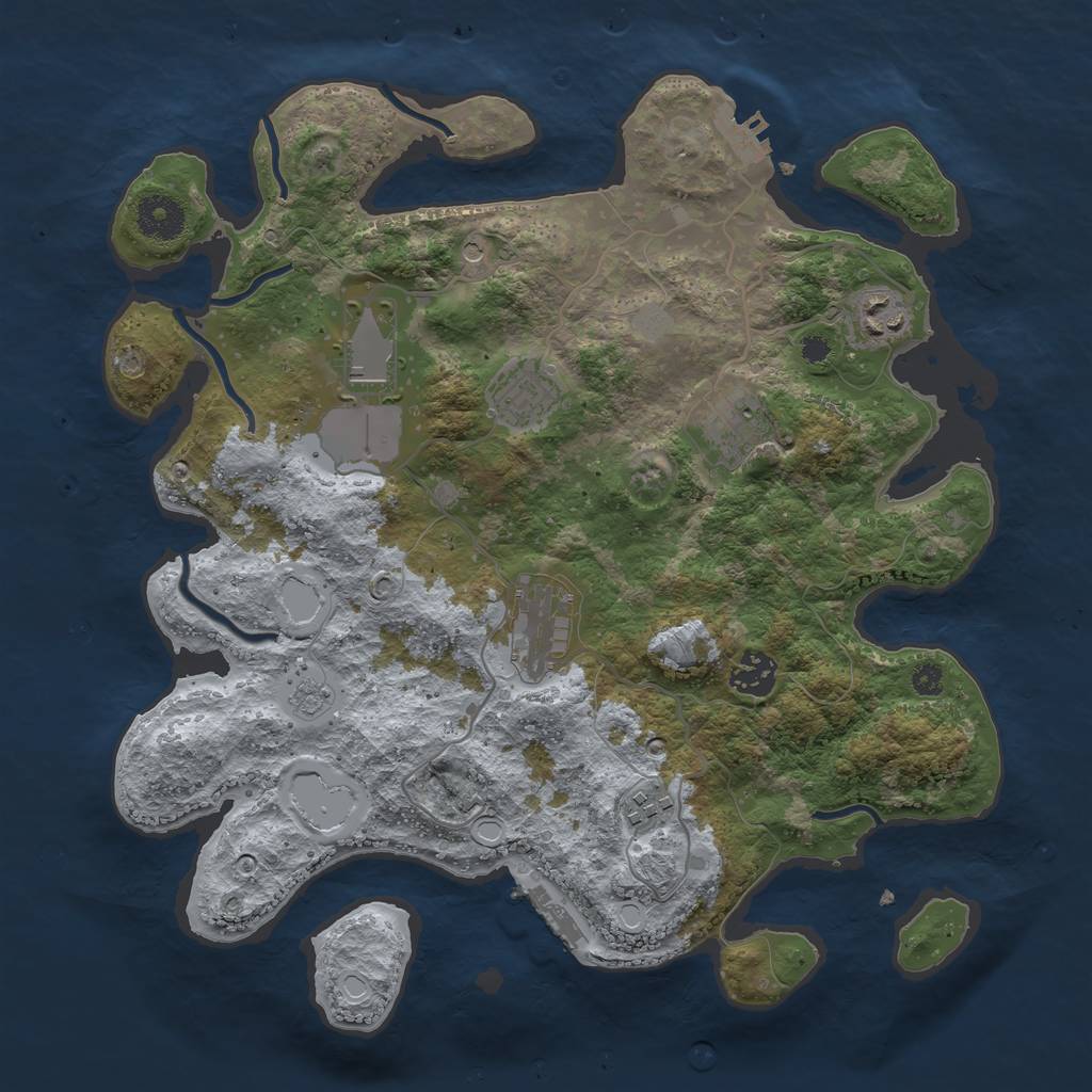Rust Map: Procedural Map, Size: 3500, Seed: 5236433, 16 Monuments