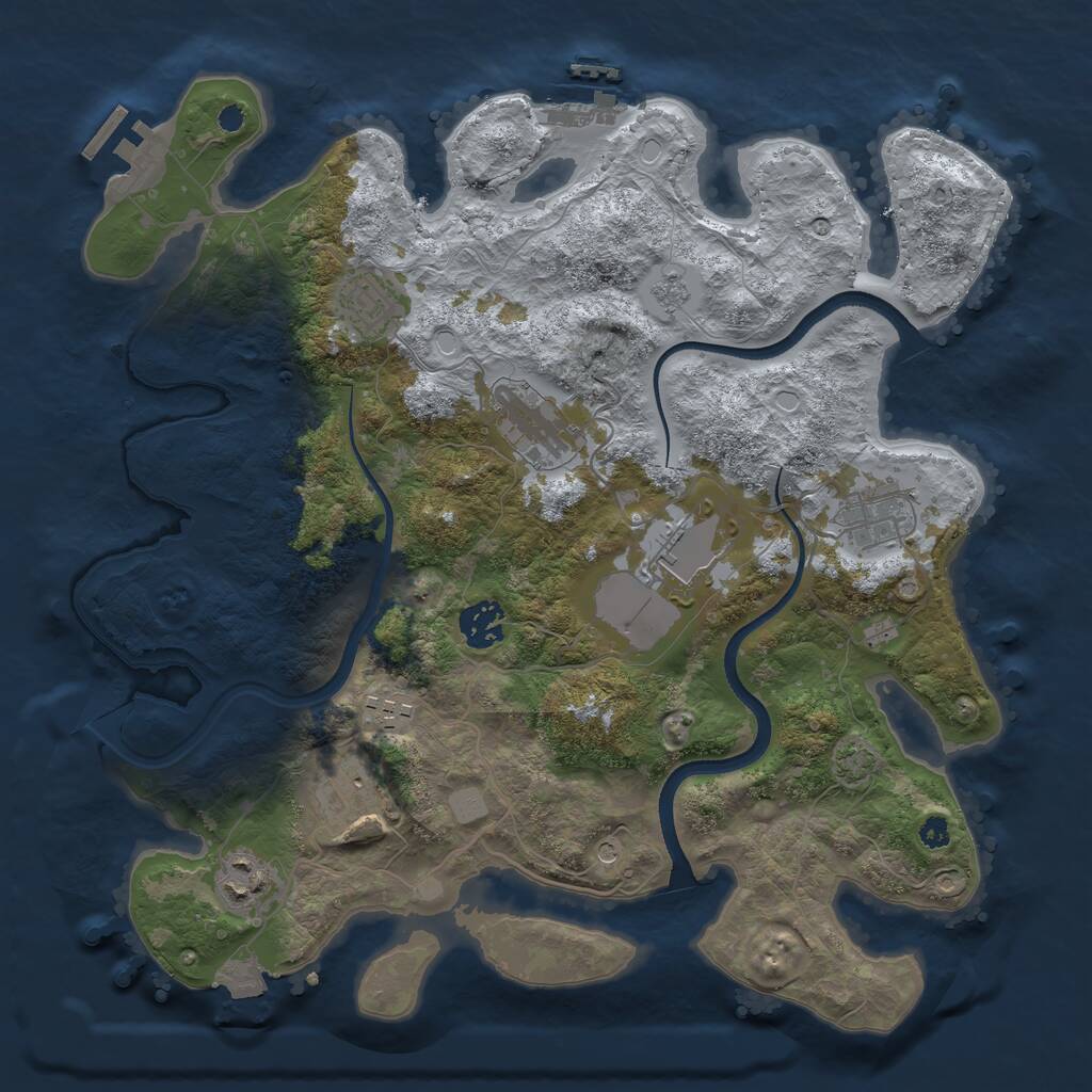 Rust Map: Procedural Map, Size: 3500, Seed: 27612, 14 Monuments