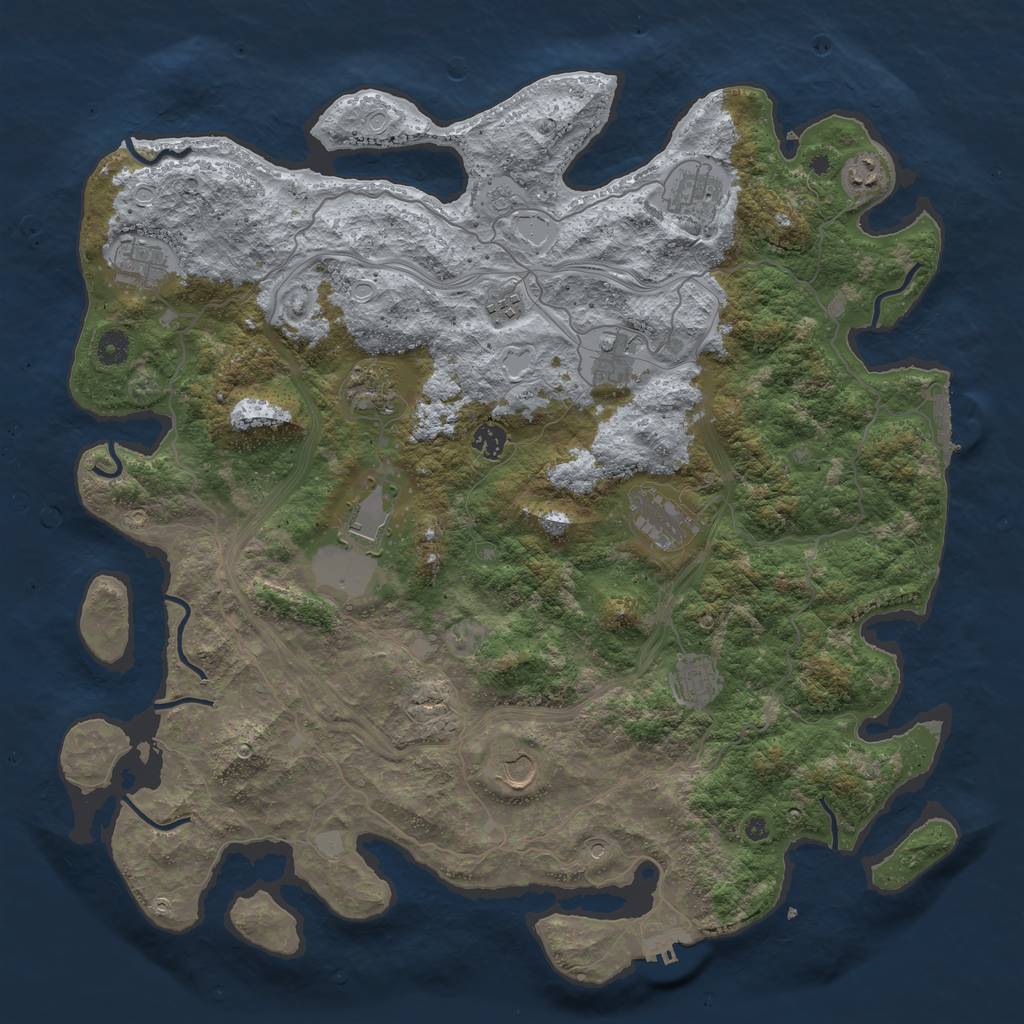 Rust Map: Procedural Map, Size: 4500, Seed: 421073618, 20 Monuments