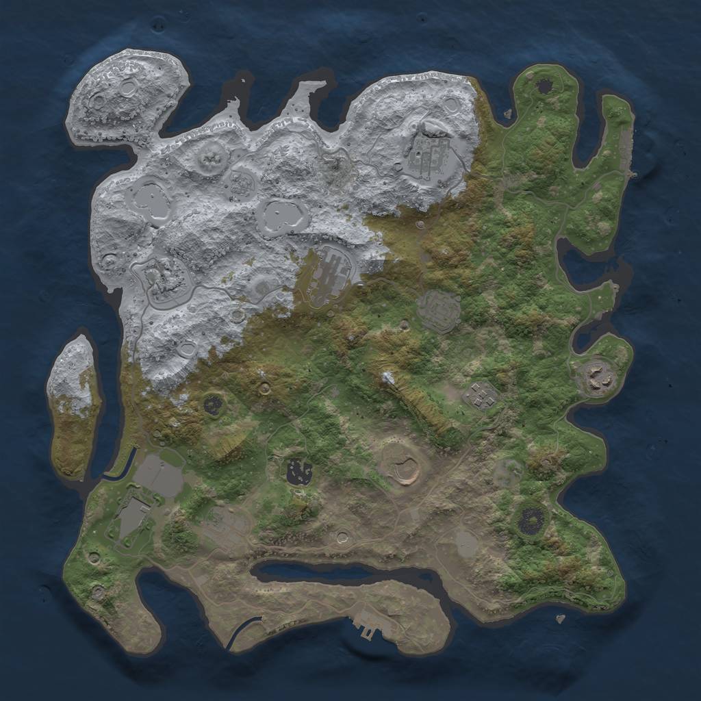 Rust Map: Procedural Map, Size: 3850, Seed: 1372470557, 19 Monuments