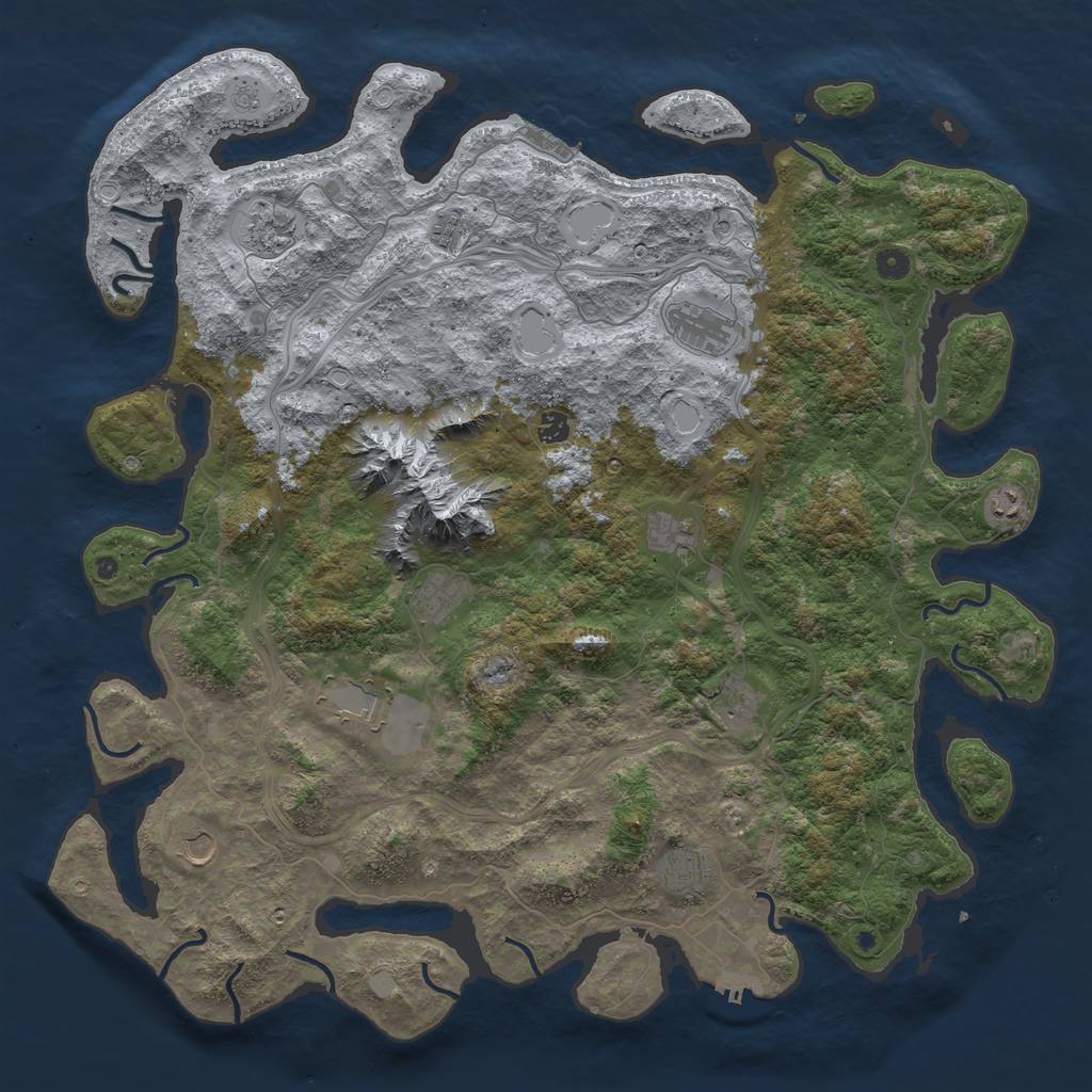 Rust Map: Procedural Map, Size: 5000, Seed: 1344397462, 20 Monuments