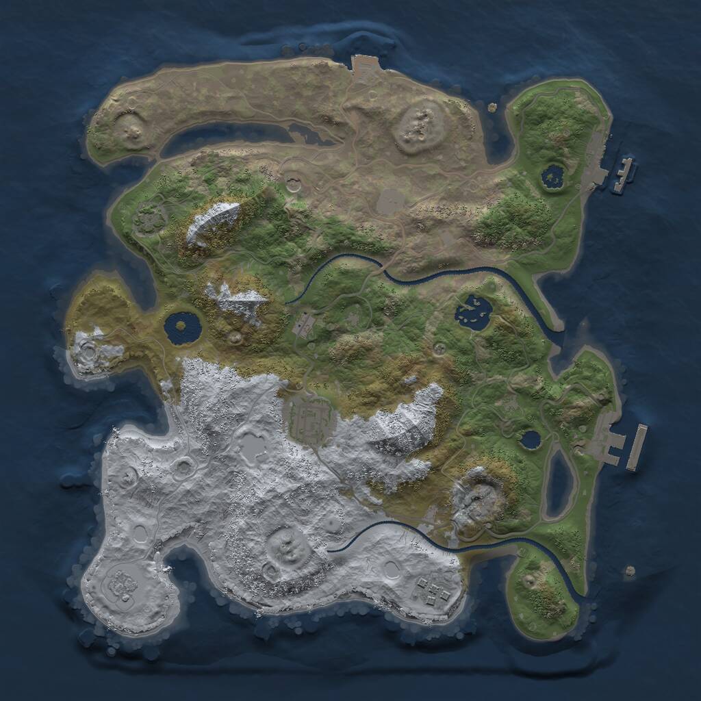 Rust Map: Procedural Map, Size: 3000, Seed: 48315425, 9 Monuments