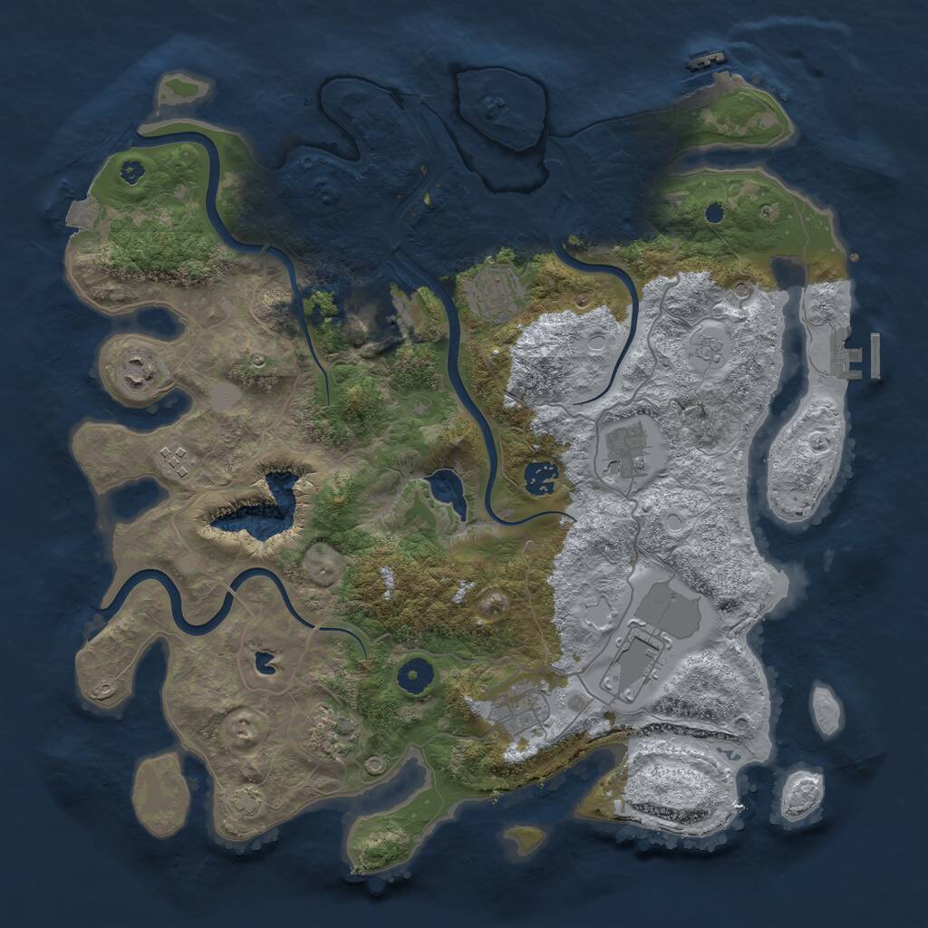 Rust Map: Procedural Map, Size: 4000, Seed: 636823, 15 Monuments