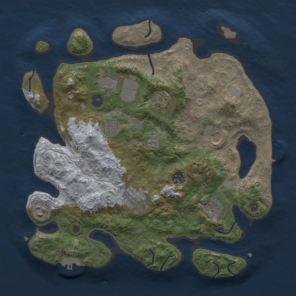 Rust Map: Procedural Map, Size: 3500, Seed: 448054559, 18 Monuments