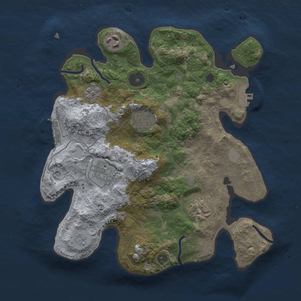 Rust Map: Procedural Map, Size: 3000, Seed: 25764, 14 Monuments