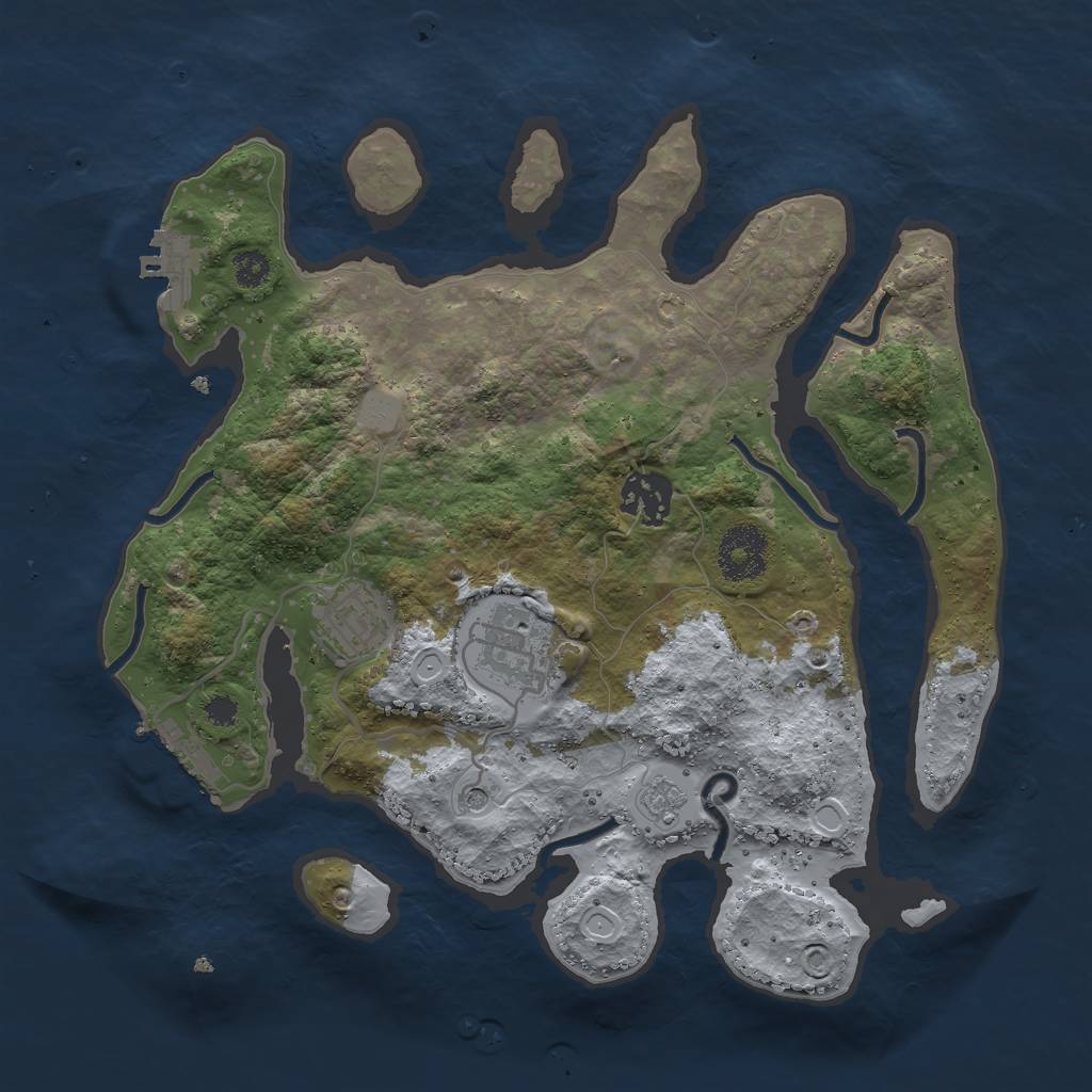 Rust Map: Procedural Map, Size: 3000, Seed: 2147, 12 Monuments