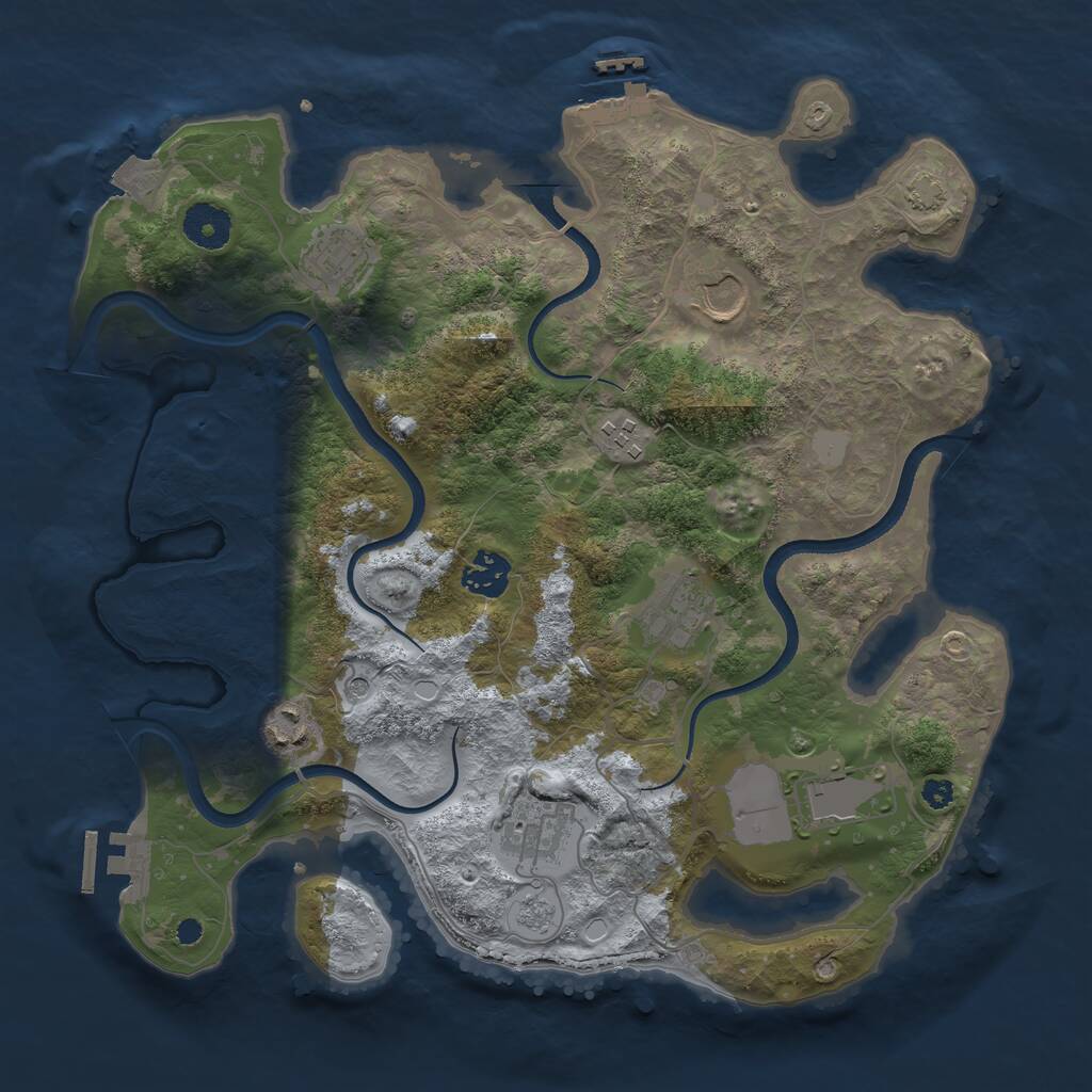 Rust Map: Procedural Map, Size: 3500, Seed: 169153411, 14 Monuments
