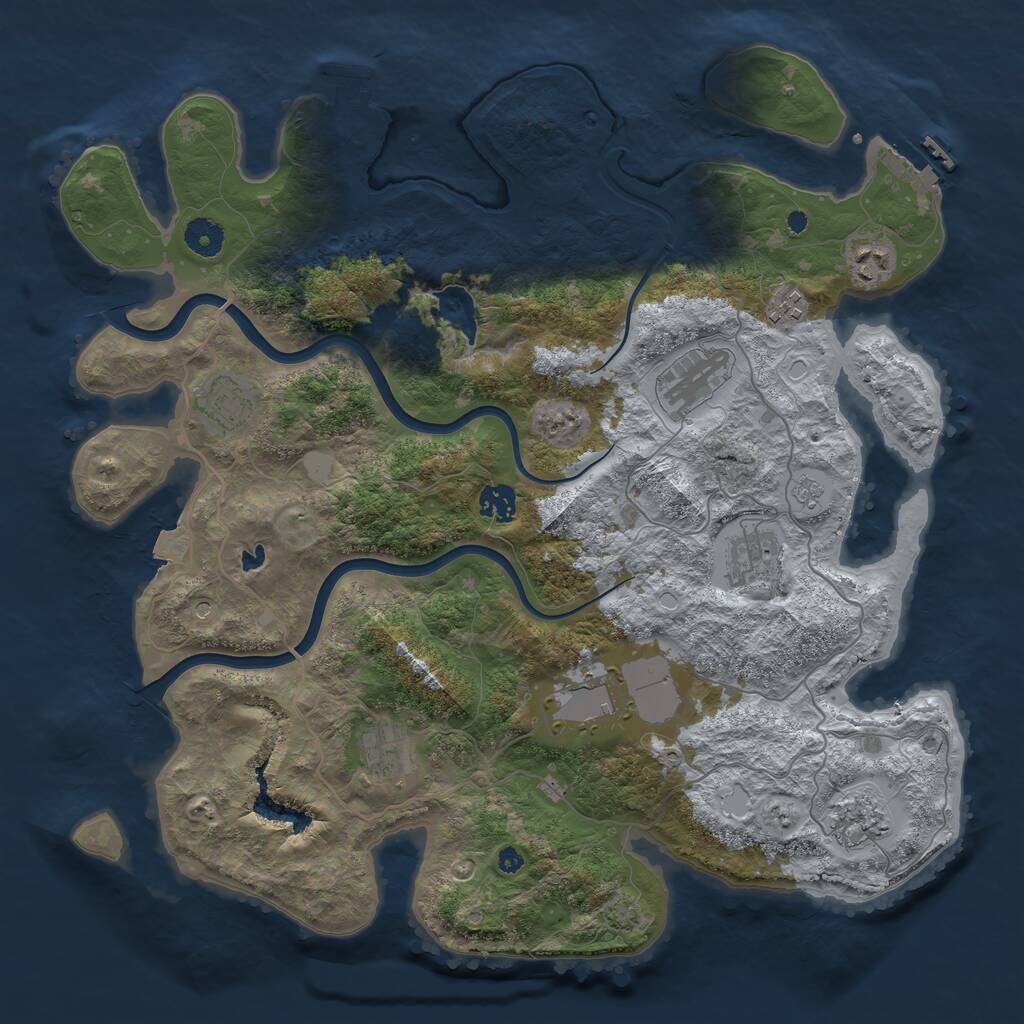 Rust Map: Procedural Map, Size: 4000, Seed: 120808, 15 Monuments