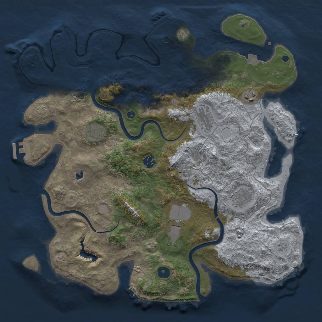 Rust Map: Procedural Map, Size: 4000, Seed: 120808, 13 Monuments